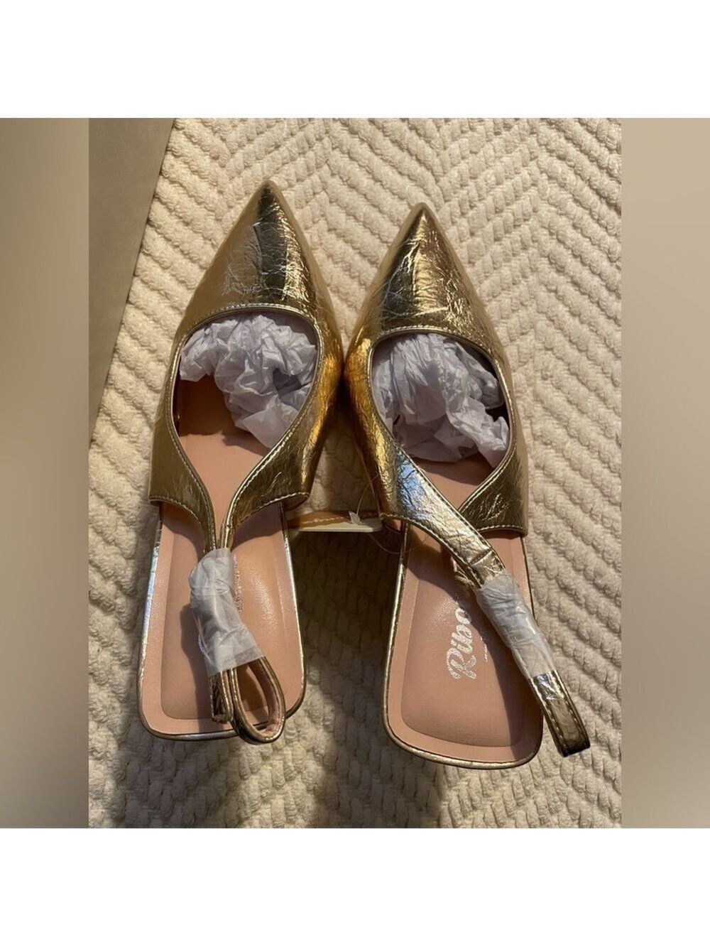 Gold Slingback High Heels - Picture 7 of 17